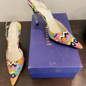 Stuart Weitzman Slingbacks Heels Bright Carnival Patent Size 7